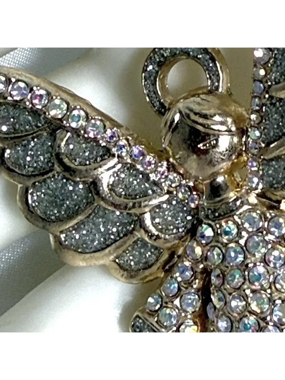 Vintage Angel Brooch Pin Gold Tone Rhinestones